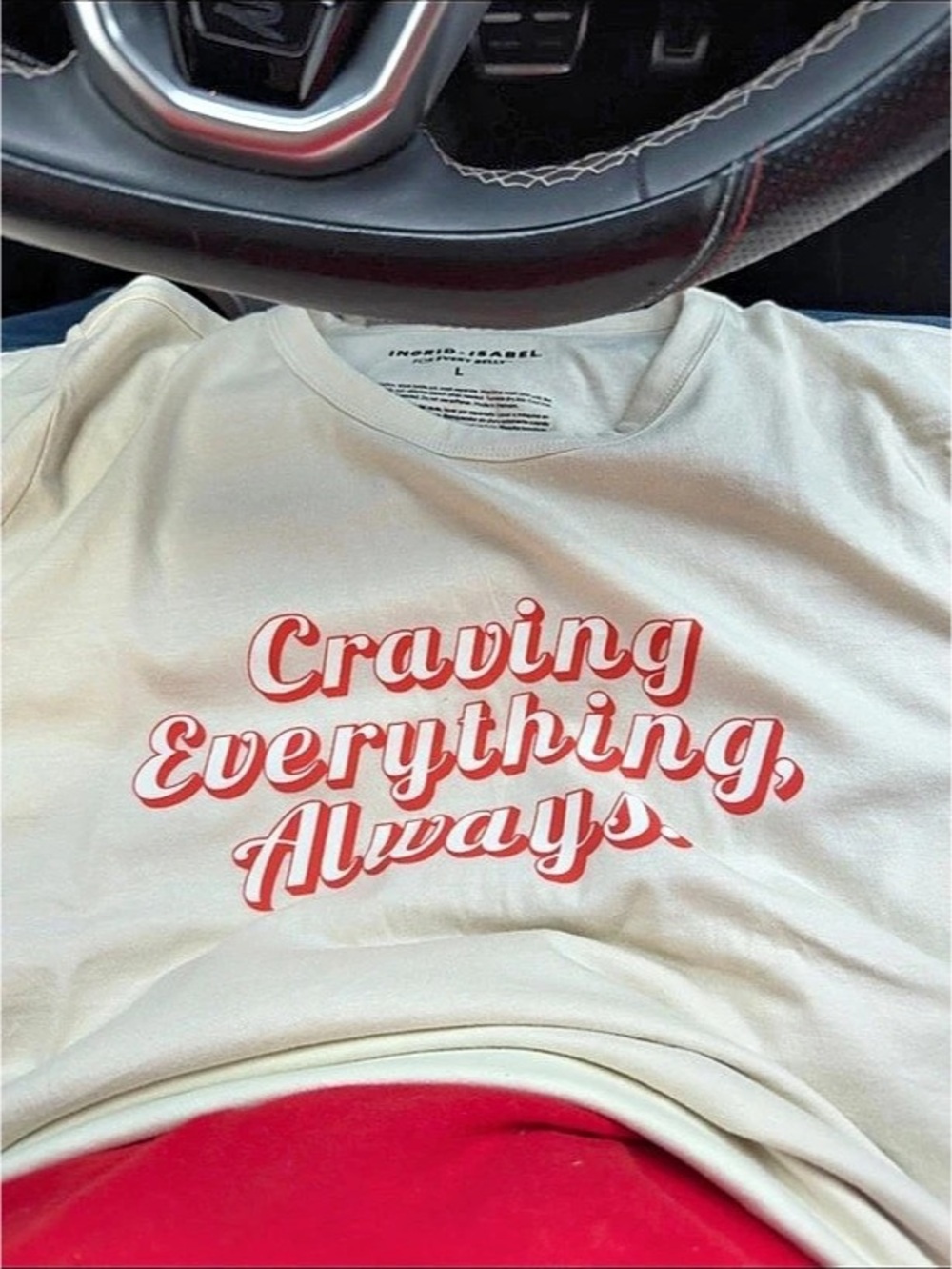 Graphic Tee in White & Red Size Large